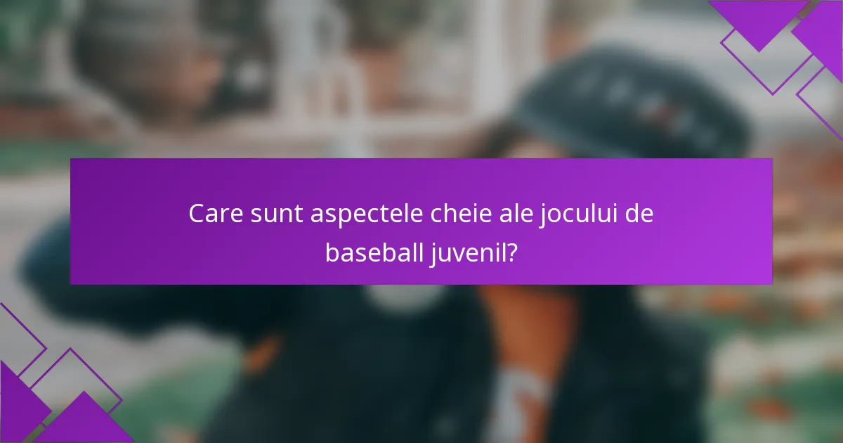 Care sunt aspectele cheie ale jocului de baseball juvenil?