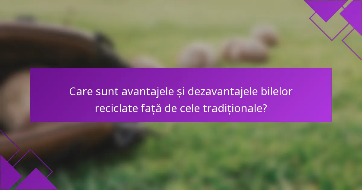Care sunt avantajele și dezavantajele bilelor reciclate față de cele tradiționale?