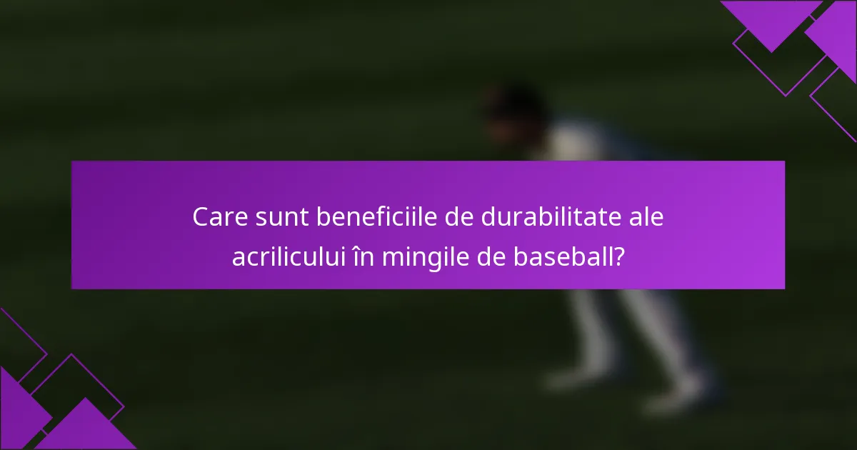 Care sunt beneficiile de durabilitate ale acrilicului în mingile de baseball?
