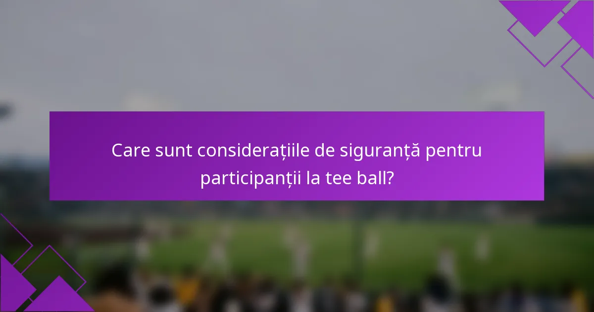Care sunt considerațiile de siguranță pentru participanții la tee ball?