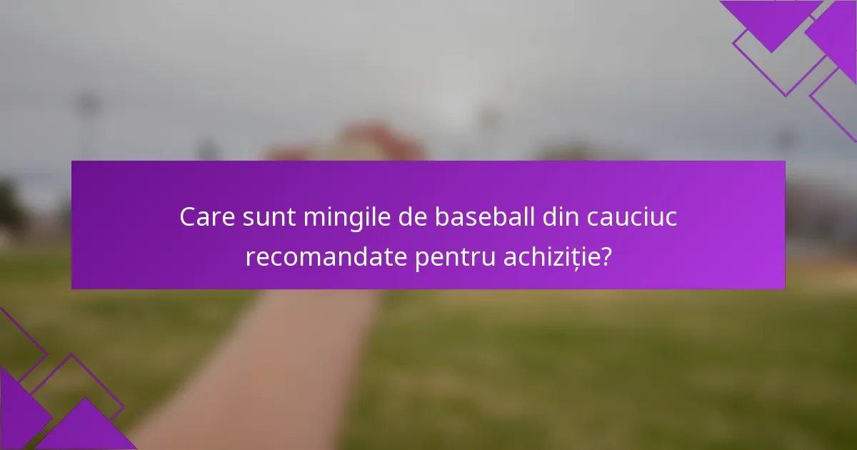 Care sunt mingile de baseball din cauciuc recomandate pentru achiziție?