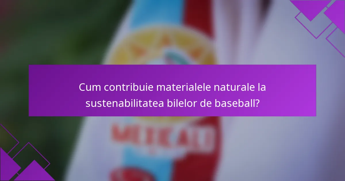 Cum contribuie materialele naturale la sustenabilitatea bilelor de baseball?