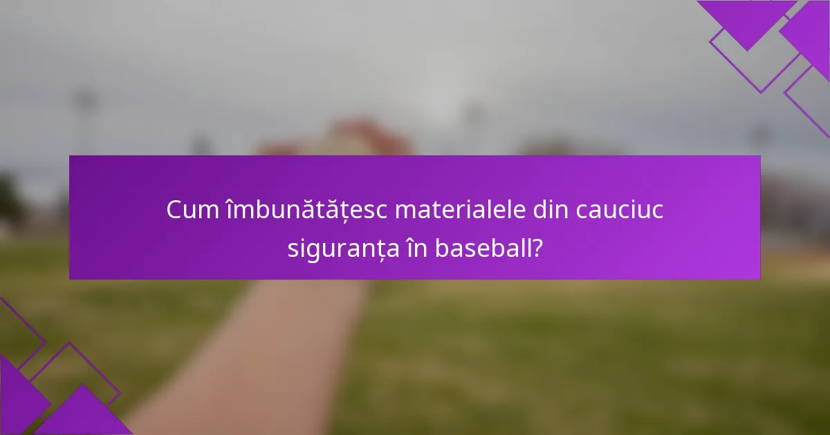 Cum îmbunătățesc materialele din cauciuc siguranța în baseball?