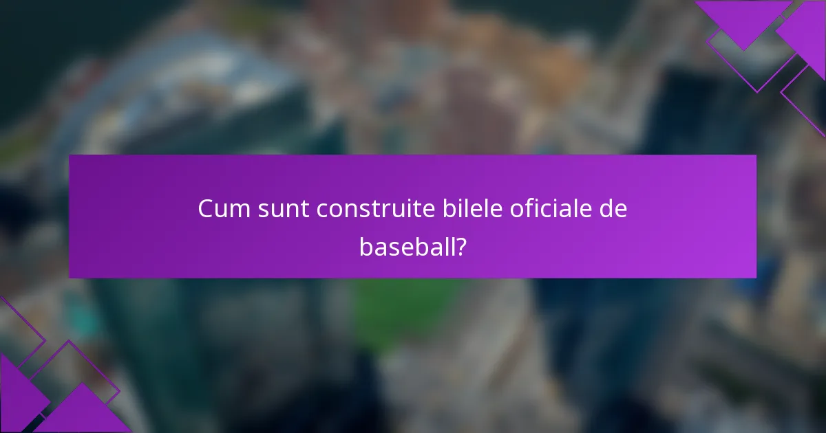 Cum sunt construite bilele oficiale de baseball?