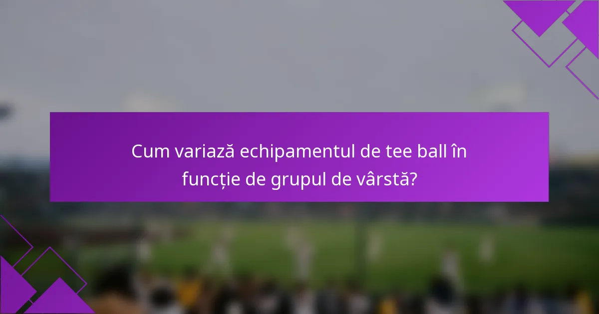 Cum variază echipamentul de tee ball în funcție de grupul de vârstă?